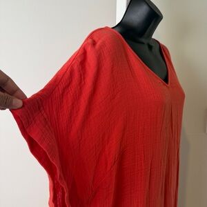 NWT Eileen Fisher Organic Cotton Crinkled Coral Dress Women’s Size 3X